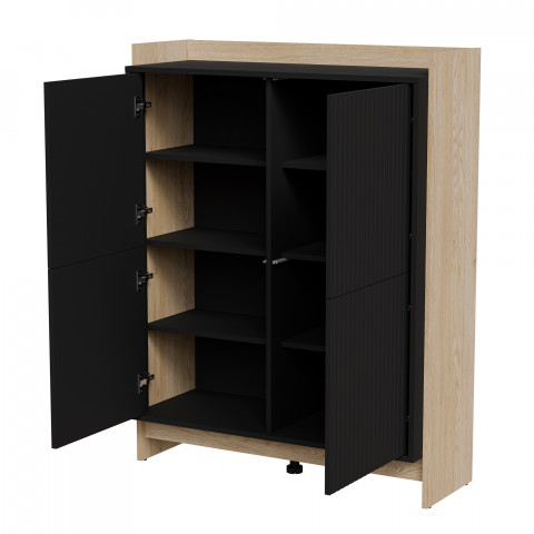 Komoda PORTO 100x38x130 dąb/czarny - Galeria zdjęcie 2