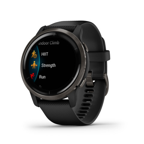 Zegarek Garmin Venu 2 (45 mm) Slate Stainless Steel Bezel / Black Case / Silicone Band - Galeria zdjęcie 2
