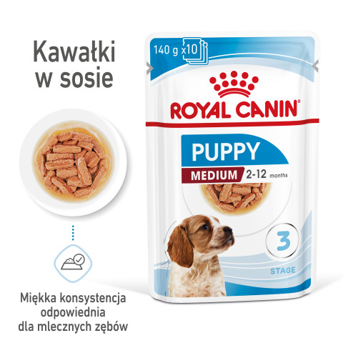 ROYAL CANIN SHN Medium Puppy w sosie - mokra karma dla szczeniąt - 10X140g - Galeria zdjęcie 9