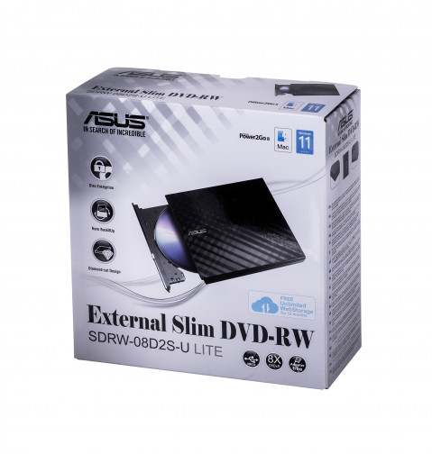 DVD-REC ASUS SDRW-08D2S-U LITE USB SLIM CZARNY BOX - Galeria zdjęcie 3