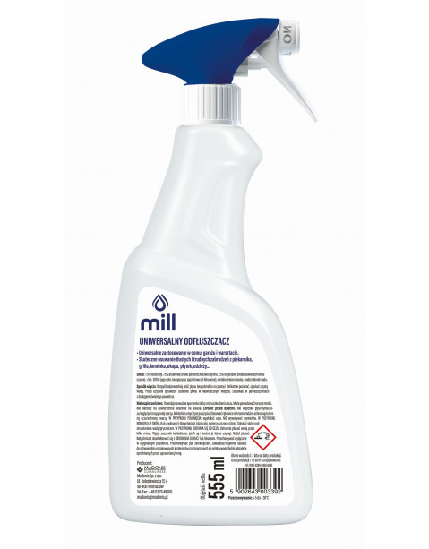MILL CLEAN odtłuszczacz Uniwersalny Odplamiacz na tłuste plamy. Produkt do odzieży, tworzyw sztucznych. 555 ml. - Galeria zdjęcie 2
