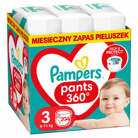 PAMPERS Pieluchomajtki Pants 3 204 szt - Galeria zdjęcie 1