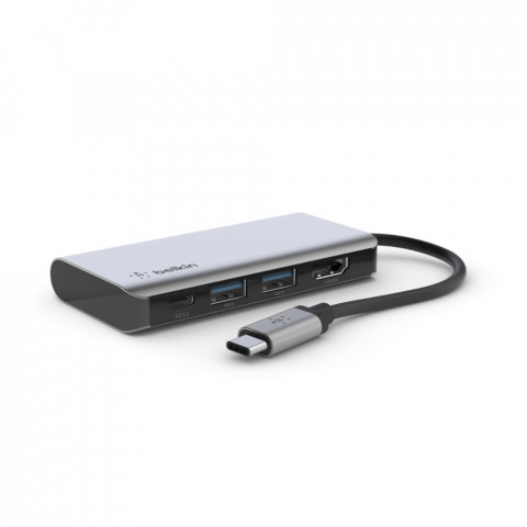 Hub Belkin Connect USB-C 4-in-1 Multiport Adapter 1x4k HDMI/2xUSB-A/1xUSB-C PD3.0 Grey - Galeria zdjęcie 1