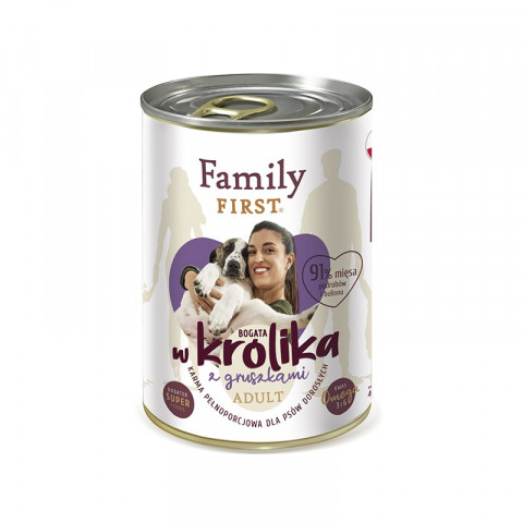 FAMILY FIRST Adult Królik z gruszką - mokra karma dla psa - 400g - Galeria zdjęcie 1
