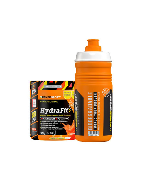 Napój hipotoniczny NAMEDSPORT Hydrafit pomarańczowy 400g + bidon gratis - Galeria zdjęcie 1