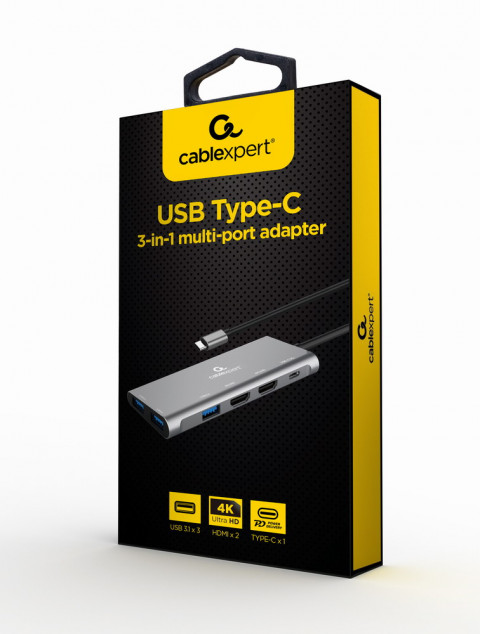GEMBIRD MULTI ADAPTER USB TYP-C 3W1 15CM - Galeria zdjęcie 4