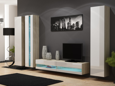 Regał VIGO NEW 180/40/30 dąb sonoma/biały połysk - Galeria zdjęcie 4