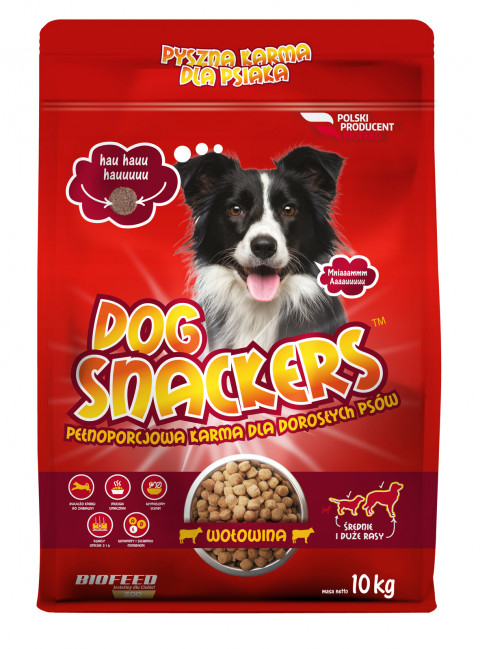 BIOFEED Dog Snackers Adult średnie i duże Wołowina - sucha karma dla psa - 10 kg - Galeria zdjęcie 1