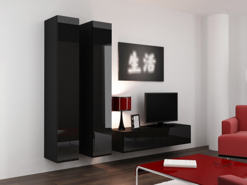 Szafka RTV VIGO '140' 30/140/40 czarny/czarny poł - Galeria zdjęcie 4