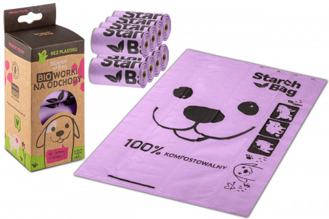 STARCHBAG BIOworki 8 rolek x 15 szt. kol. liliowy - Galeria zdjęcie 2