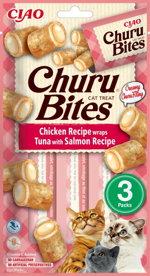 INABA Churu Bites Kurczak z tuńczykiem i łososiem - przysmak dla kota - 3x(3x10 g) + 3x10 g GRATIS! - Galeria zdjęcie 2