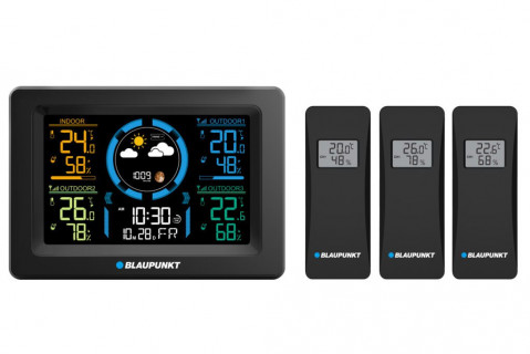 BLAUPUNKT Stacja pogodowa z 3 czujnikami z LCD WS40BK - Galeria zdjęcie 1