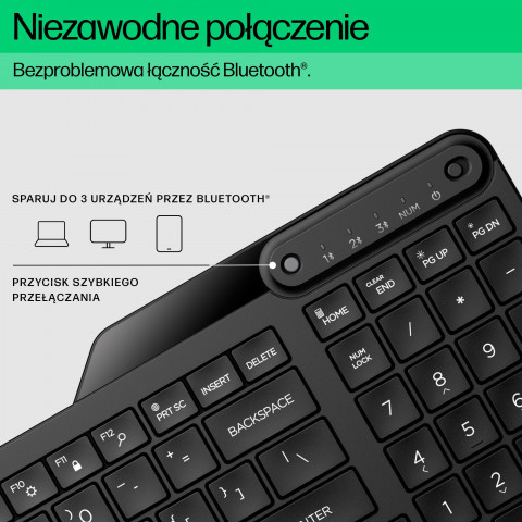 Klawiatura HP 460 Multi-Device Bluetooth Keyboard bezprzewodowa czarna 7N7B8AA - Galeria zdjęcie 9
