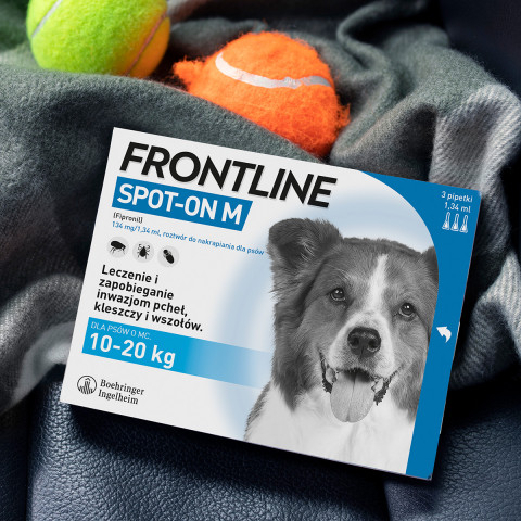 FRONTLINE Spot-On M 10-20kg - preparat przeciwko pchłom i kleszczom dla psa - 3x1,34 ml - Galeria zdjęcie 2