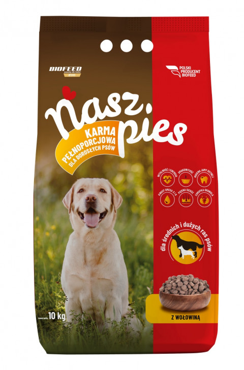 BIOFEED Nasz Pies średnie i duże Wołowina - sucha karma dla psa - 15 kg - Galeria zdjęcie 1