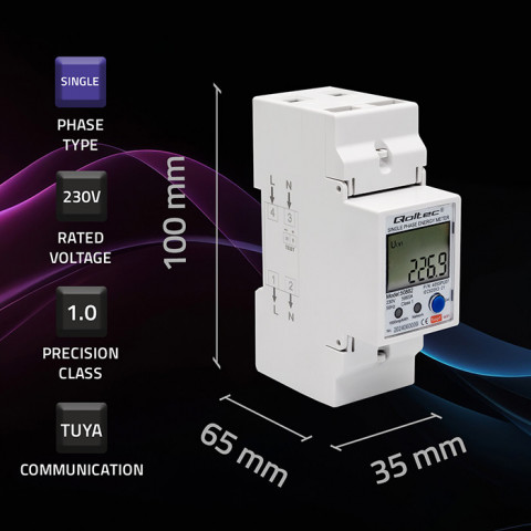 QOLTEC LICZNIK ENERGII JEDNOFAZOWY ELEKTRONICZNY - Galeria zdjęcie 3