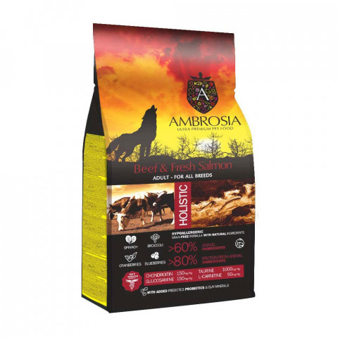 AMBROSIA Wołowina i Świeży Łosoś - sucha karma dla psa - 12kg - Galeria zdjęcie 1