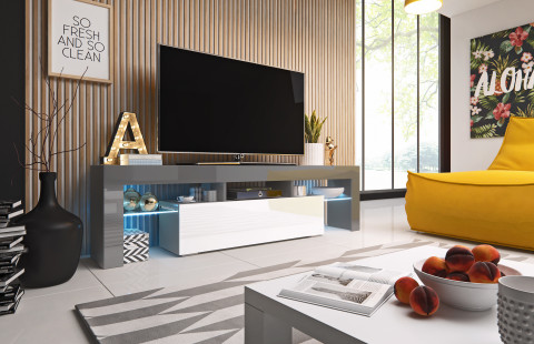 Szafka RTV TORO 158 szary/ biały połysk - Galeria zdjęcie 1