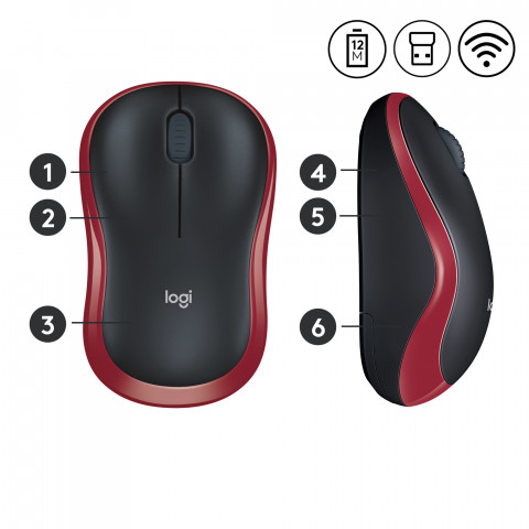 Mysz Logitech M185 bezprzewodowa, czerwona. - Galeria zdjęcie 6