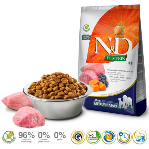FARMINA N&D Pumpkin Lamb & Blueberry Adult Medium & Maxi - sucha karma dla psa - 12kg - Galeria zdjęcie 2