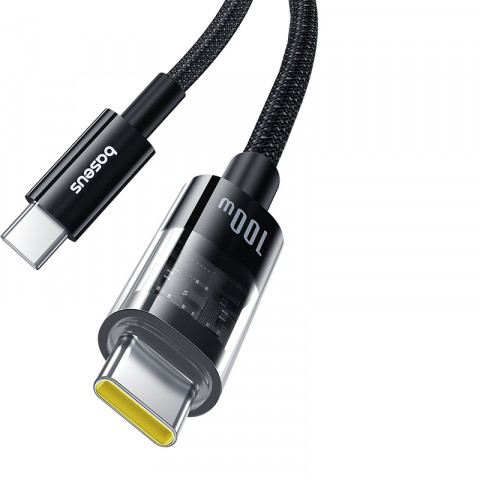 Kabel Baseus Gem Typ C-Typc C 100W 2m (czarny) - Galeria zdjęcie 2