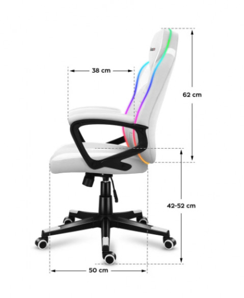 Fotel gamingowy Huzaro Force 2.5 RGB WHITE MESH - Galeria zdjęcie 8
