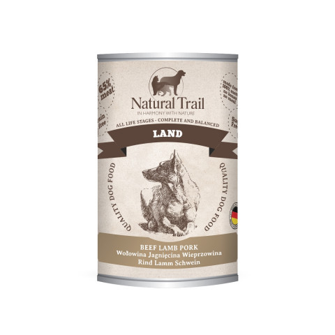 NATURAL TRAIL Land Wołowina Jagnięcina Wieprzowina - mokra karma dla psa - 400g - Galeria zdjęcie 1