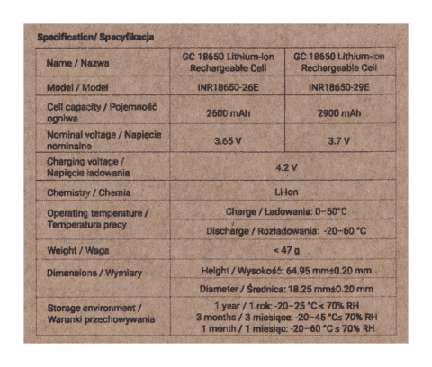 GREEN CELL OGNIWA 18650 50X 3.7V 2900MAH - Galeria zdjęcie 8