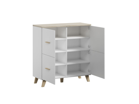 Komoda LOTTA 110 4D biały+ dąb sonoma - Galeria zdjęcie 4