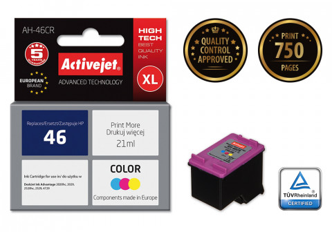 Activejet AH-46CR Tusz do drukarki HP, Zamiennik HP 46 CZ638AE; Premium; 21 ml; kolor. - Galeria zdjęcie 2