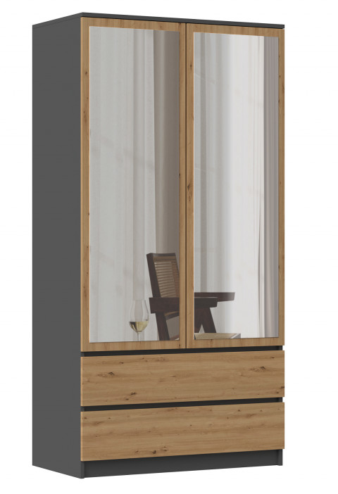 Szafa SS-90 LUSTRO 90x50xH180 antracyt/artisan - Galeria zdjęcie 1