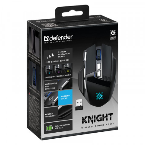 DEFENDER MYSZ GM-885 KNIGHT RF BEZPRZEWODOWA 3200dpi 8P CZARNA - Galeria zdjęcie 6
