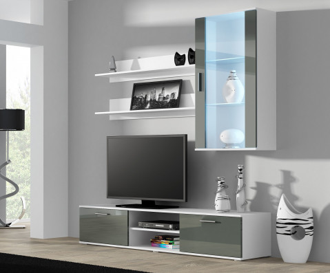 Szafka RTV SOHO 180 biały/ szary połysk - Galeria zdjęcie 6
