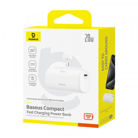 Powerbank Baseus Compact IP 5000mAh 20W USB-C/Lightning (biały) - Galeria zdjęcie 8