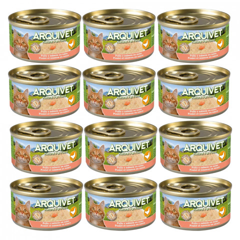 ARQUIVET kurczak w sosie z łososiem - mokra karma dla kota - 12x80g - Galeria zdjęcie 1