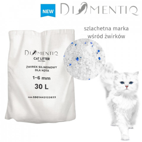 DIAMENTIQ Żwirek Neutralny, Silikonowy, Niezbrylający się dla kota - 30 l - Galeria zdjęcie 1