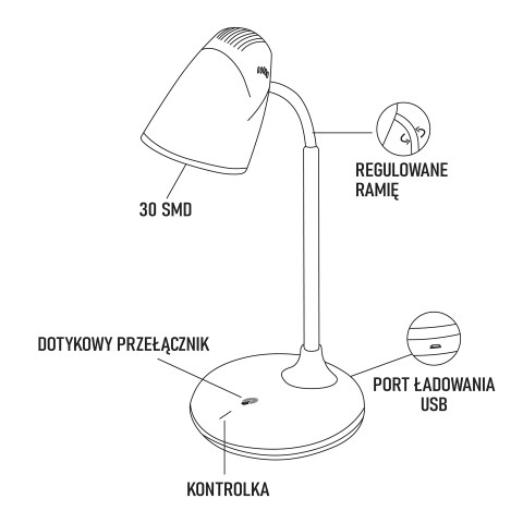 MONTIS MT044 LAMPKA BIURKOWA LED AKUMULATOROWA - Galeria zdjęcie 6