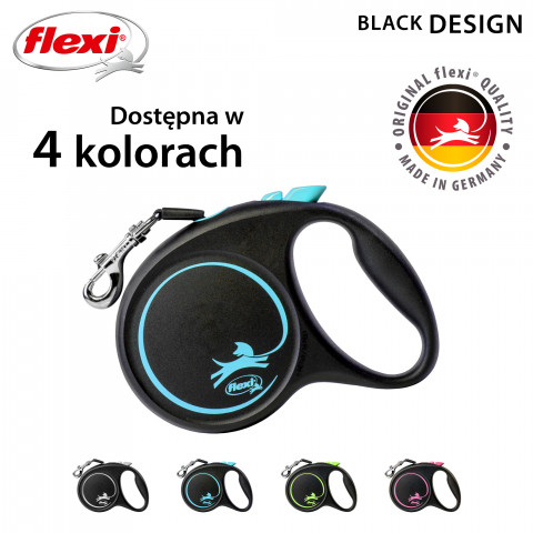 FLEXI Black Design M niebieska - automatyczna smycz dla psa - 5m - Galeria zdjęcie 4