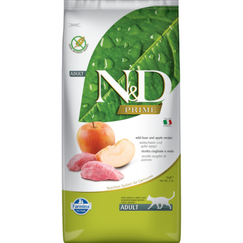 FARMINA N&D Prime Boar & Apple Adult - sucha karma dla kota - 5kg + mokra karma - 2x70g GRATIS - Galeria zdjęcie 2