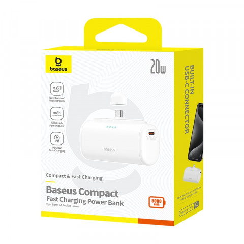 Powerbank Baseus Compact 5000mAh USB-C (biały) - Galeria zdjęcie 6