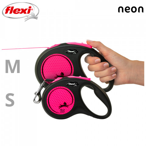 FLEXI New Neon S różowa - automatyczna smycz dla psa - 5m - Galeria zdjęcie 3