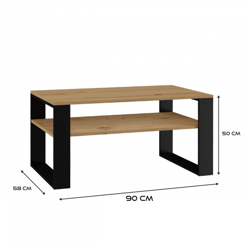 Stolik ława MODERN 1P 90x58xH50 artisan/czerń - Galeria zdjęcie 4