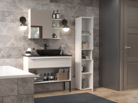 Szafka łazienkowa NEL I 31x30xH174 biel połysk - Galeria zdjęcie 5