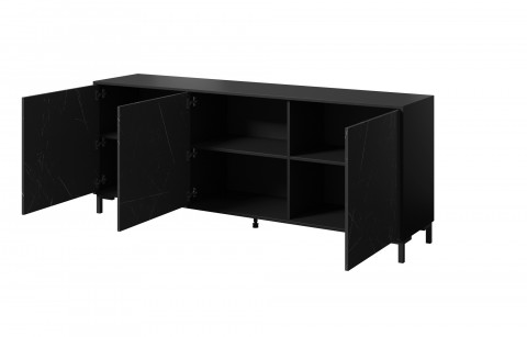 Komoda MARMO 3D 200x45xH80,5 czarny mat/marmur czarny - Galeria zdjęcie 2