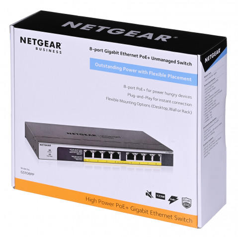 Switch Netgear GS108PP-100EUS 8p PoE 123W (PoE+: 8p) Unmanaged Gigabit - Galeria zdjęcie 10