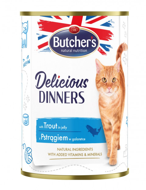 BUTCHER'S Delicious Dinners Kawałki z pstrągiem w galaretce - mokra karma dla kota - 24x400g - Galeria zdjęcie 2