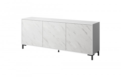 Komoda MARMO 3D 200x45xH80,5 biały mat/marmur biały - Galeria zdjęcie 1