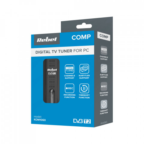 REBEL COMP TUNER CYFROWY USB DVB-T2 H.265 HEVC - Galeria zdjęcie 1