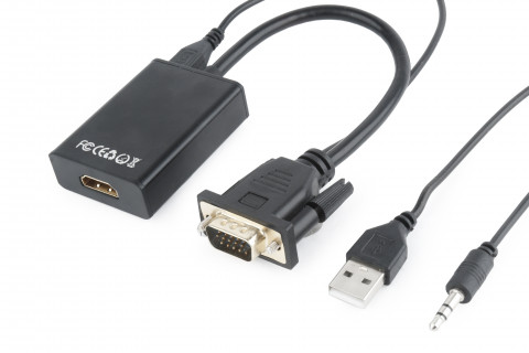 Gembird adapter vga -> hdmi z audio, czarny, 0.15m a-vga-hdmi-01 - Galeria zdjęcie 3