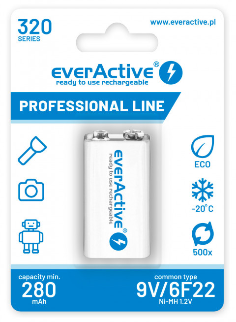 EVERACTIVE AKUMULATORKI 6F22 EVHRL22-320 - Galeria zdjęcie 1